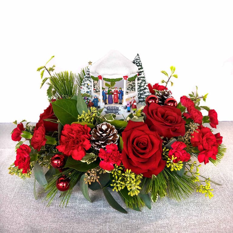 Sweet Sounds of Christmas Thomas Kinkade Floral Centerpiece